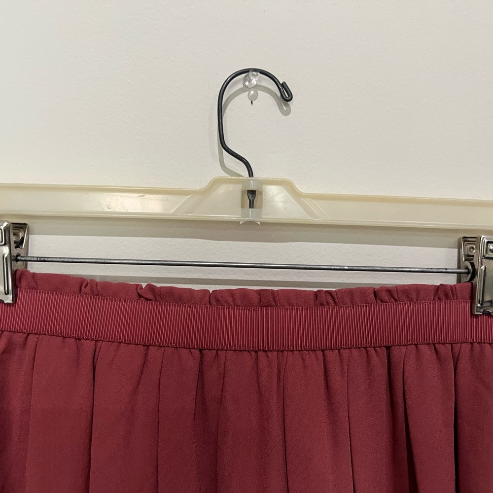 LOFT Dusty Rose Midi Skirt Flowy A-Line Elastic Waist Romantic M - Picture 4 of 7